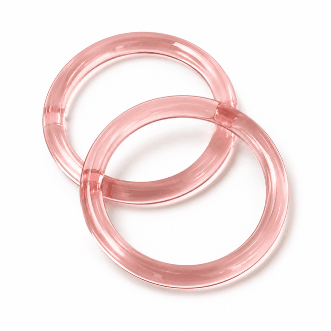 Hovedbilde Runde veskehåndtak | Transparent rosa - 11 cm