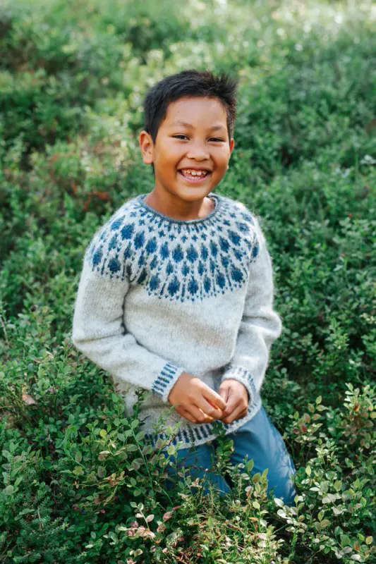 Blåbærgenser Junior av Sisu Knitwear - Oppskrift (kun m/garn)