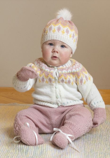 Hovedbilde Linde-sett i Viking Babyull (rosa) | Strikkepakke