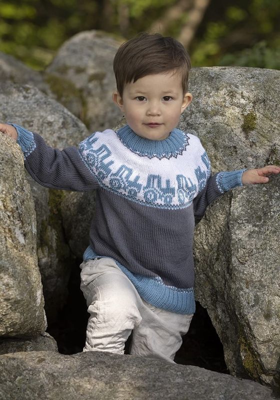 Traktor-genser i Viking Bambino til barn | Strikkepakke