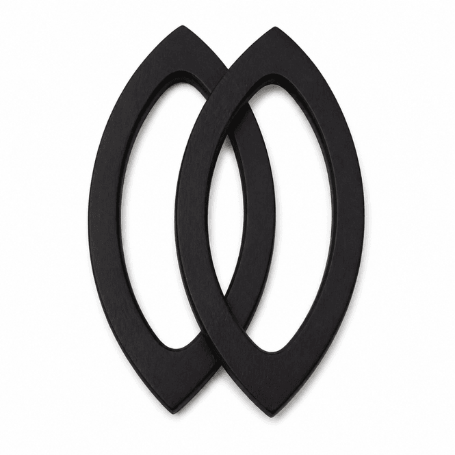 Hovedbilde Veskehåndtak i tre - avlang oval - sort
